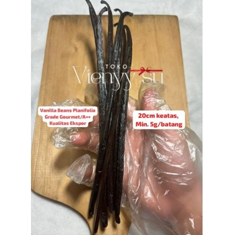 

Vanilla Beans Planifolia Grade Gourmet/A++, Kualitas Ekspor, 1batang/vot