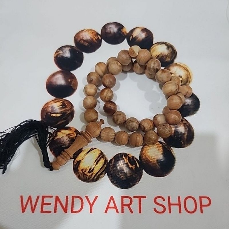 Tasbih Kayu Cemara Mirip Cendana Super Wangi +/- 14 MM 33 Butir