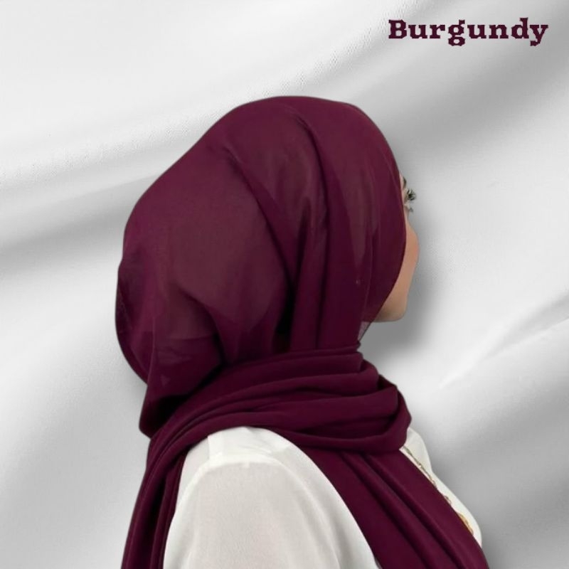 Kerudung Pashmina Burgundy | Hijab Pashmina Ceruty Babydoll
