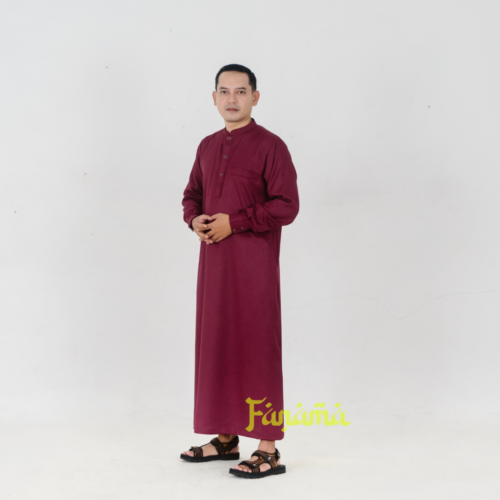 Jubah Pria Gamis Muslim Pria Dewasa Jubah Pria Jubah Polos Warna Merah Maroon
