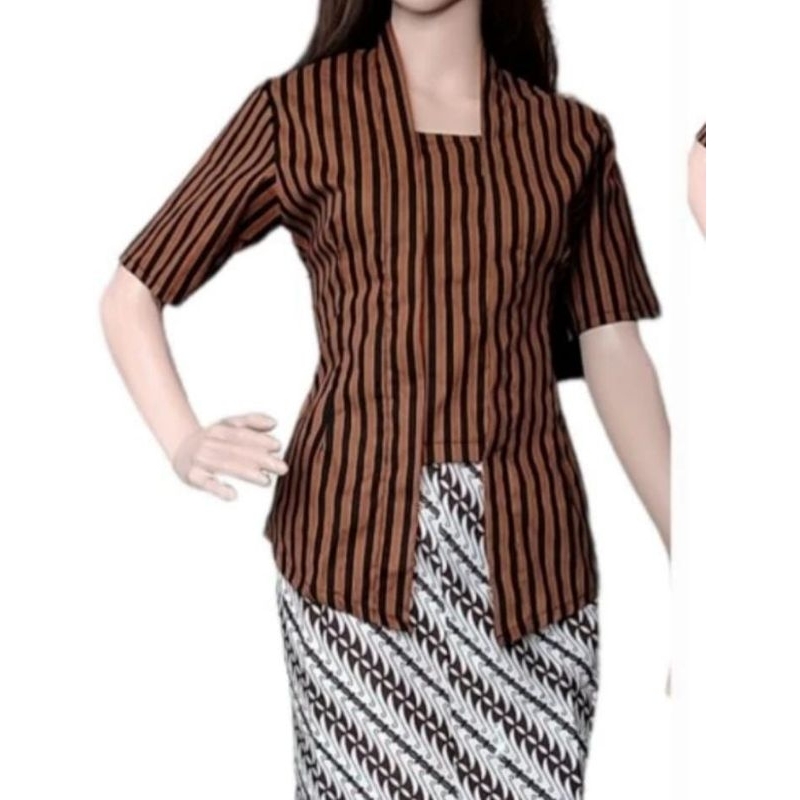 kebaya kutubaru lurik lengan pendek