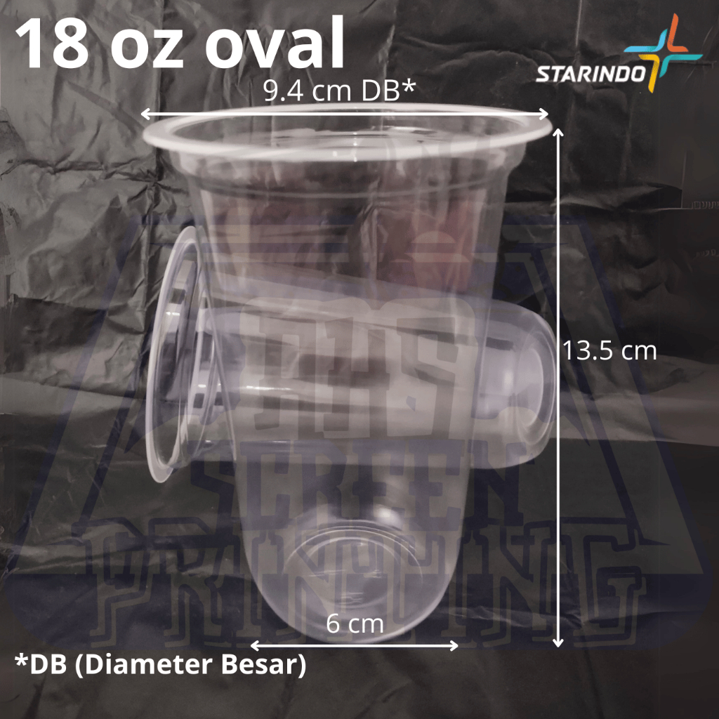 Gelas Cup Starindo 18 Oz (oval/datar) 8gr - AHS Sablon