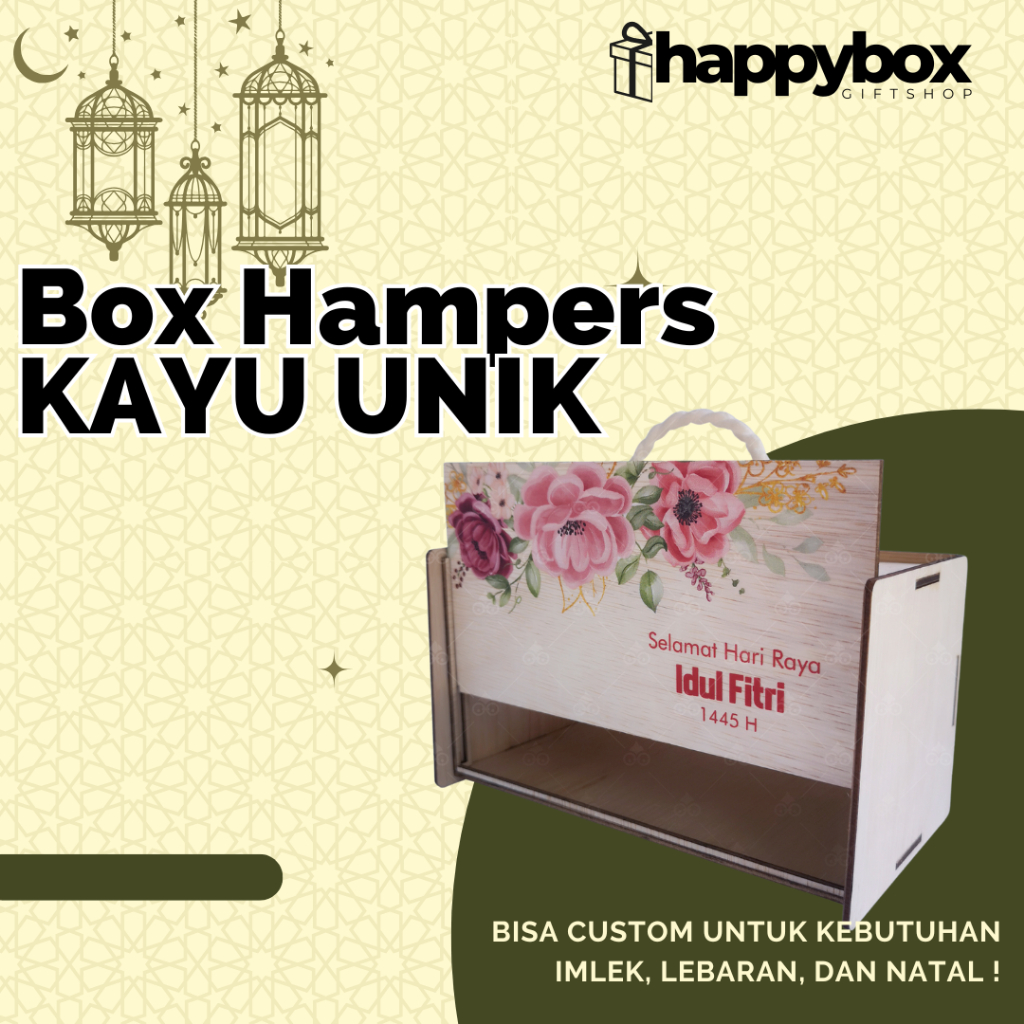

(ISI 12 pcs) Gable Box Hamper Kayu Unik LEBARAN CUSTOM