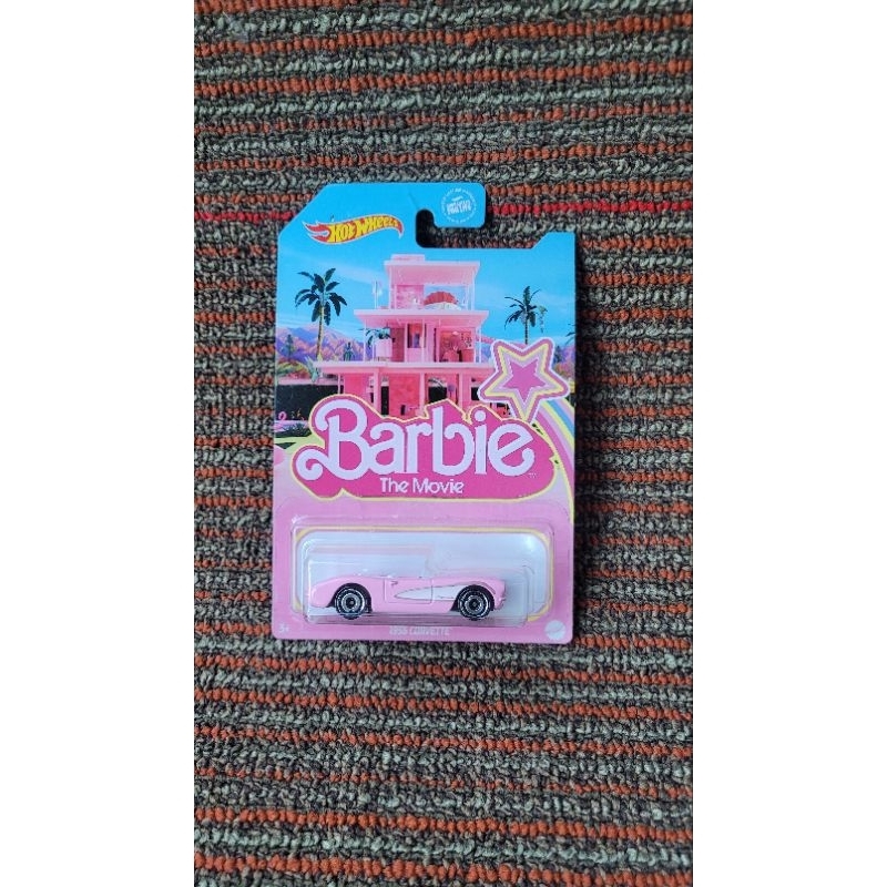 hotwheels pink barbie us card corvette pink
