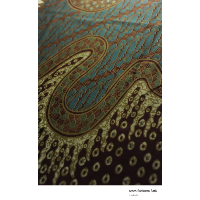 Kain batik cap warna biru kuning merah