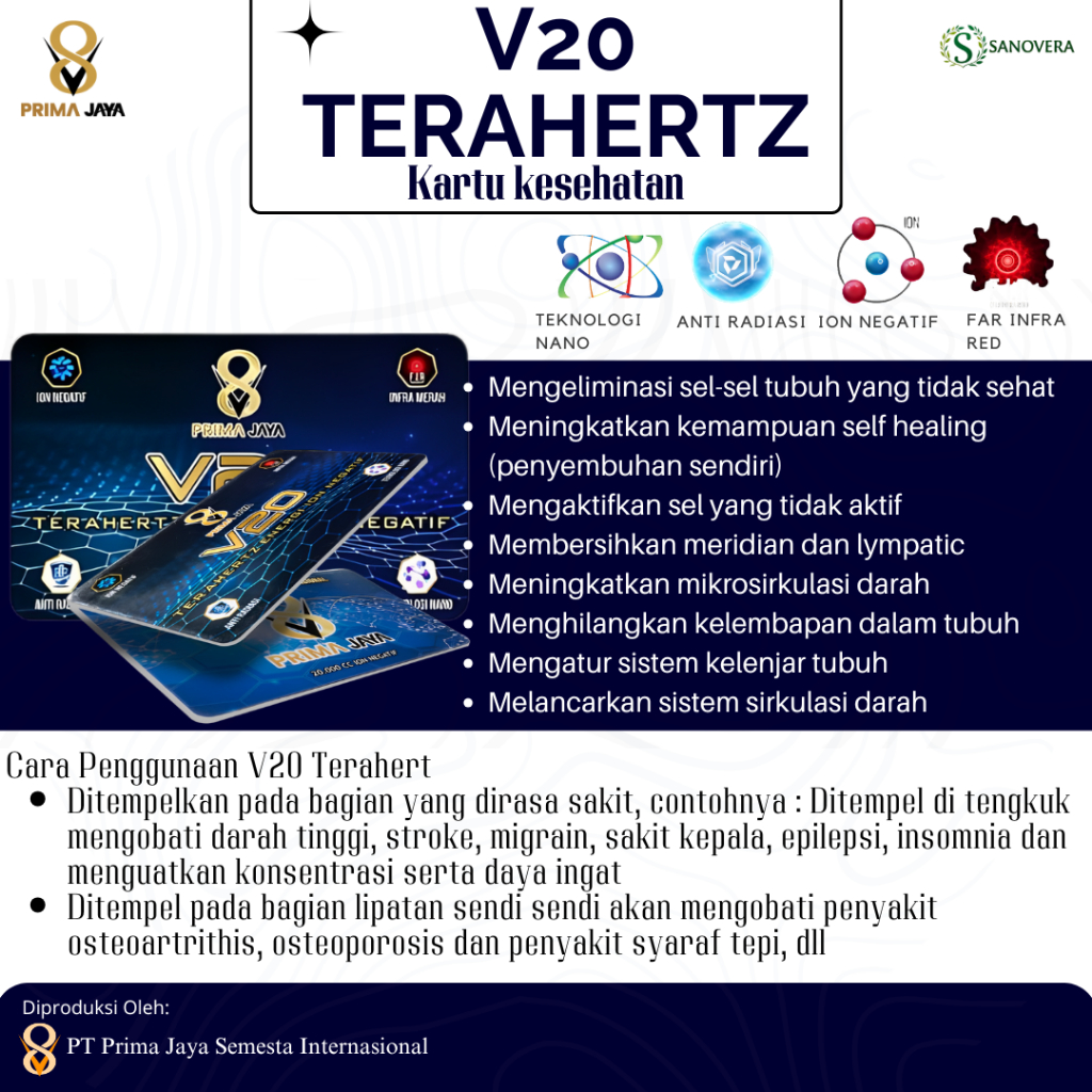 V20 TERAHERTZ - KARTU ION - KARTU TERAPI - PRIMA JAYA (READY STOK)