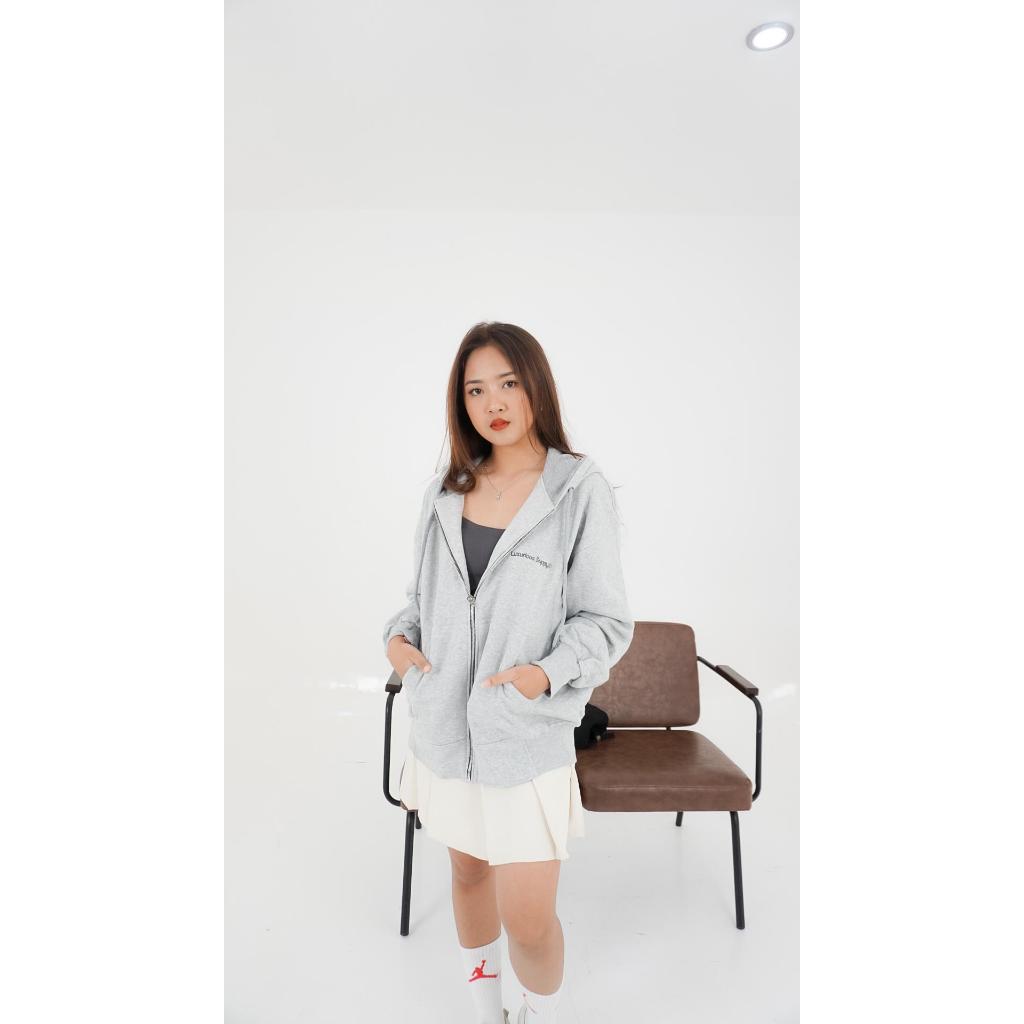 JAKET HOODIE RESLETING ABU-ABU LXCASUAL 'LUXURIOUS SUPPLY'