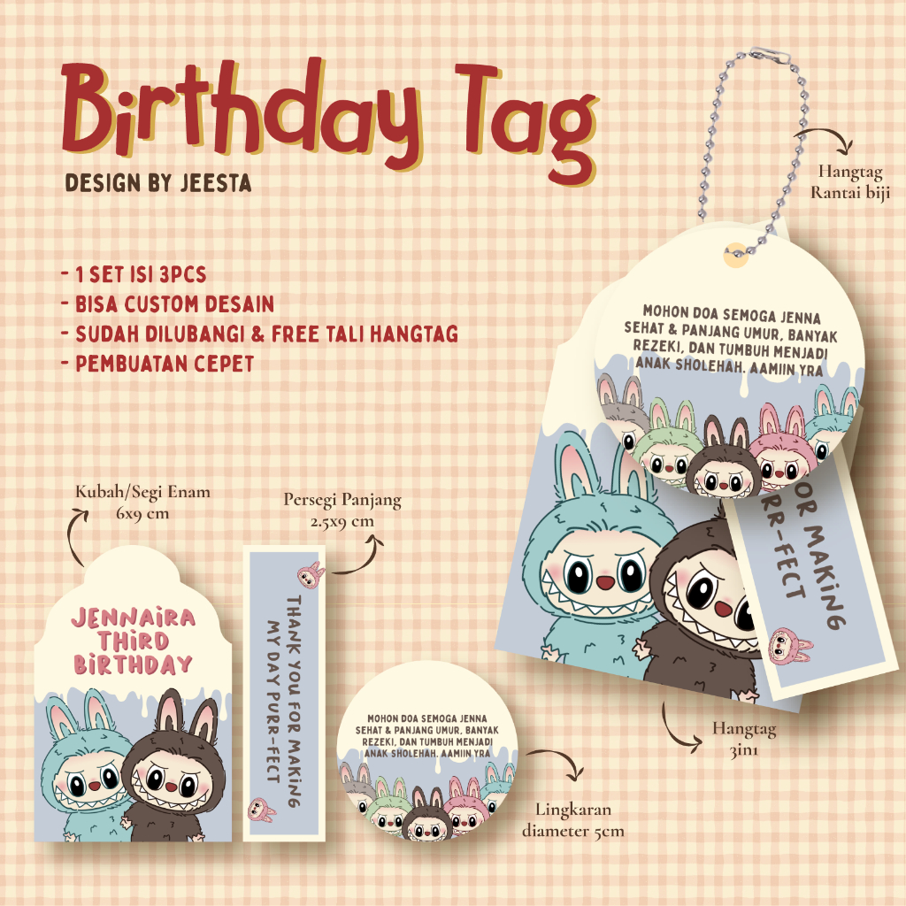 

JEESTA - Custom Hang Tag 3in1 Birthday Ulang Tahun / Hang Tag Ulang Tahun