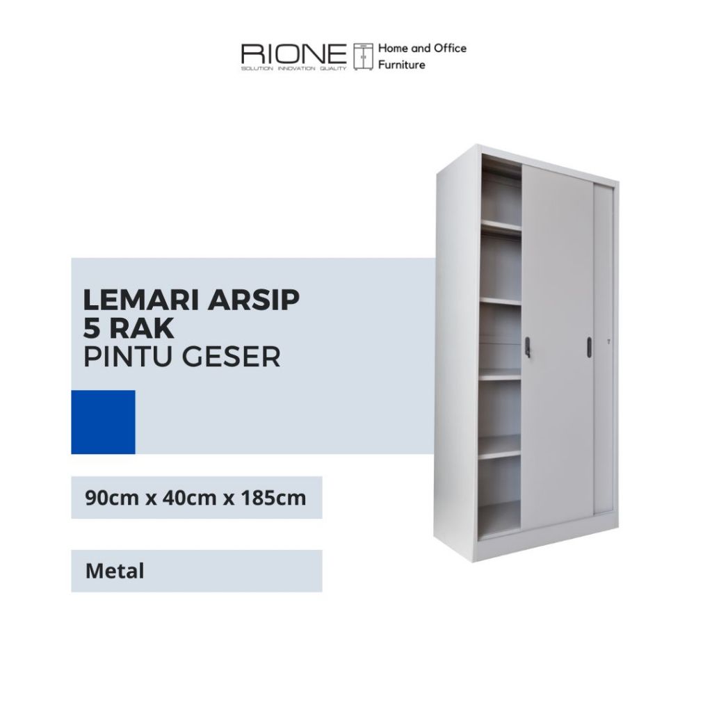 RIONE Lemari Arsip Besi 5 Rak Pintu Geser