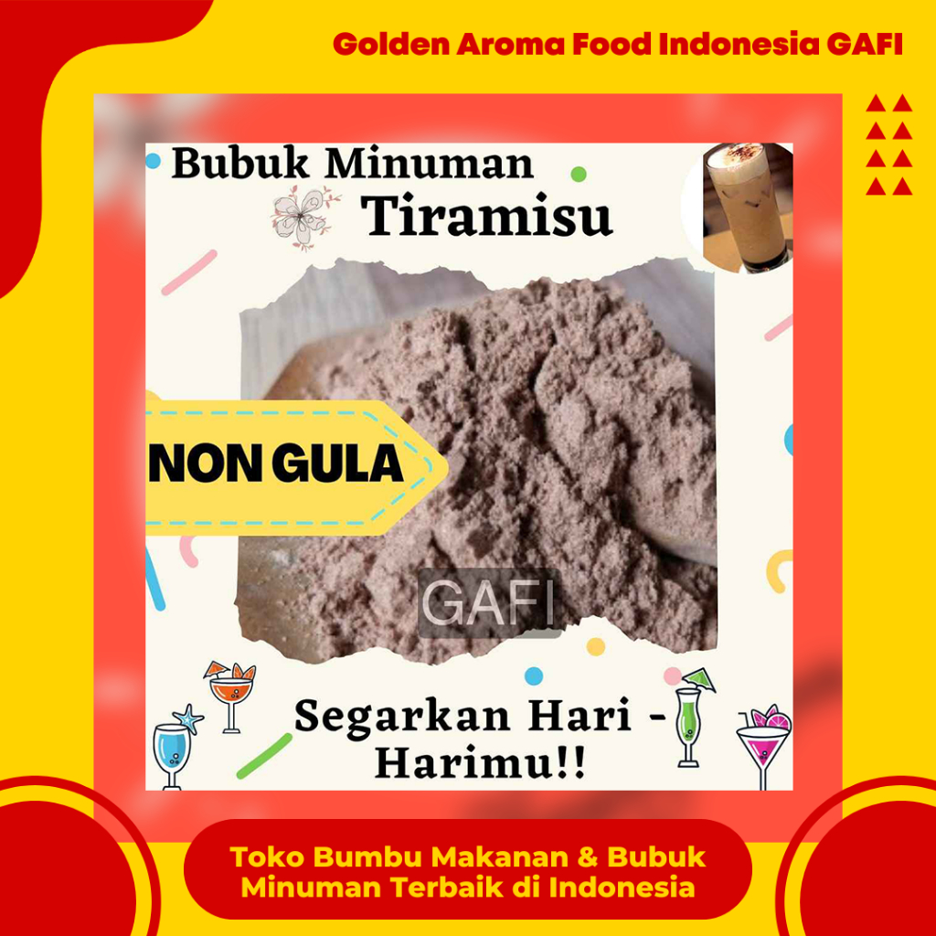 

GAFI Food Bubuk Minuman Rasa Tiramisu NON GULA 1 Kg Enak Murah Halal, Tiramisu SUGAR FREE Drink Powder