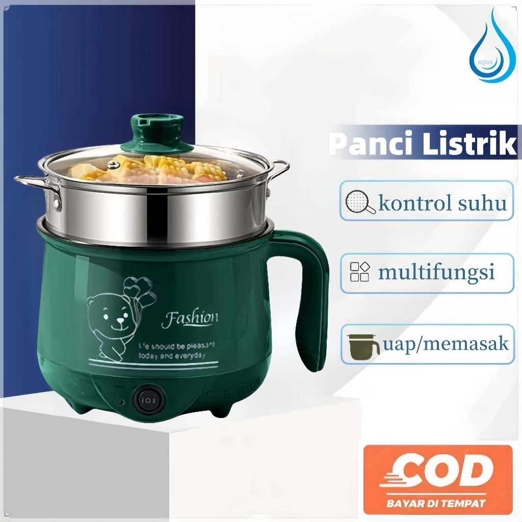【AQUA】 Panci listrik mini asrama berkapasitas 1.2L kapasitas menggunakan panci listrik dengan gagang