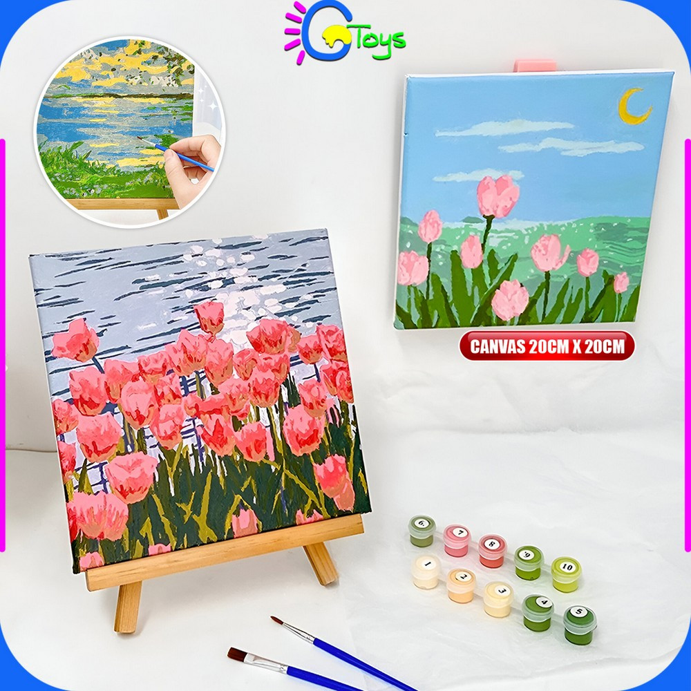 

CR-A110 Paint By Number Kit 20x20cm Kanvas Siap Lukis / DIY Canvas Acrylic Aesthetic / Diy Digital Painting Canvas Lukisan Bunga Pemandangan Wall Decoration