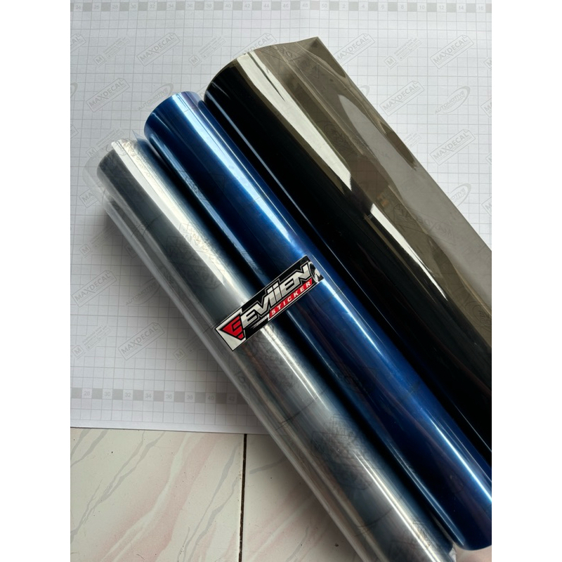 STIKER SKOTLET SMOKE TRANPARAN PREMIUM MAXDECAL WARNA BENING/HITAM TRANSPARAN/DAN BIRU HIBRID