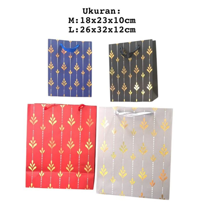 Paper Bag New Motif Bunga/Paper Bag Polos 2Ukrn Perpack Isi 12pcs