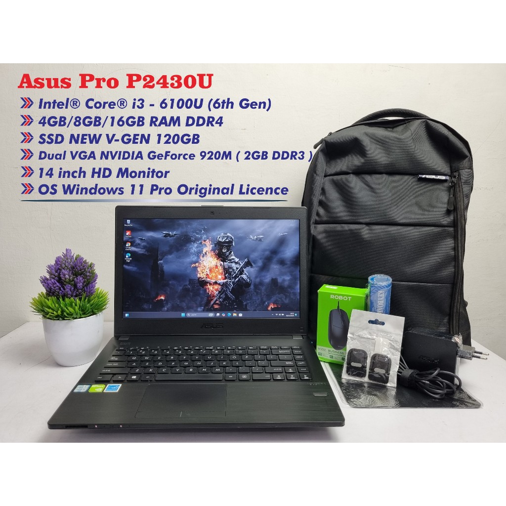 Asus Dual VGA Core i3 Gen 6 Pro P2430U