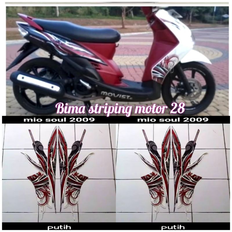 Stiker striping list body motor full set yamaha mio soul 2009 putih