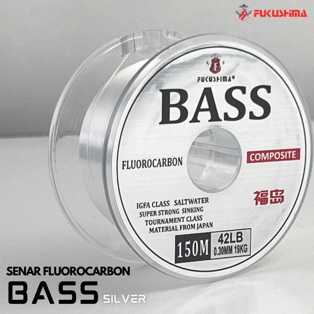 Senar Pancing 150 Meter Bass Silver Bening Fluorocarbon Fukushima Anti Keriting Laut Fast Sinking