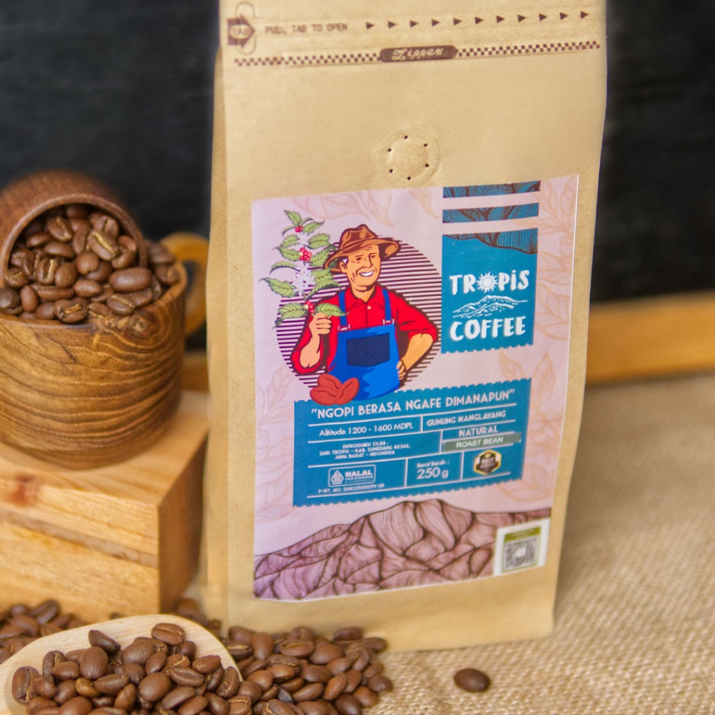 

Biji Kopi Murni 100% Arabica Natural Process MediumDark, Roast 250 gram_Tropis Coffee