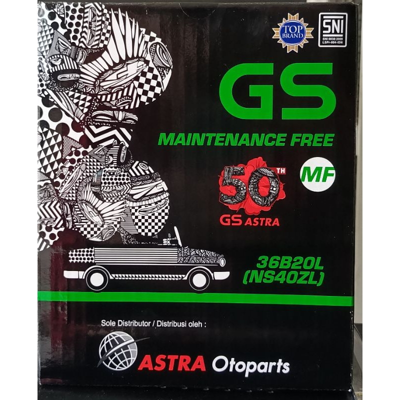 Aki Mobil Honda Brio, Freed, Mobilio GS Astra MF NS40ZL Aki Kering