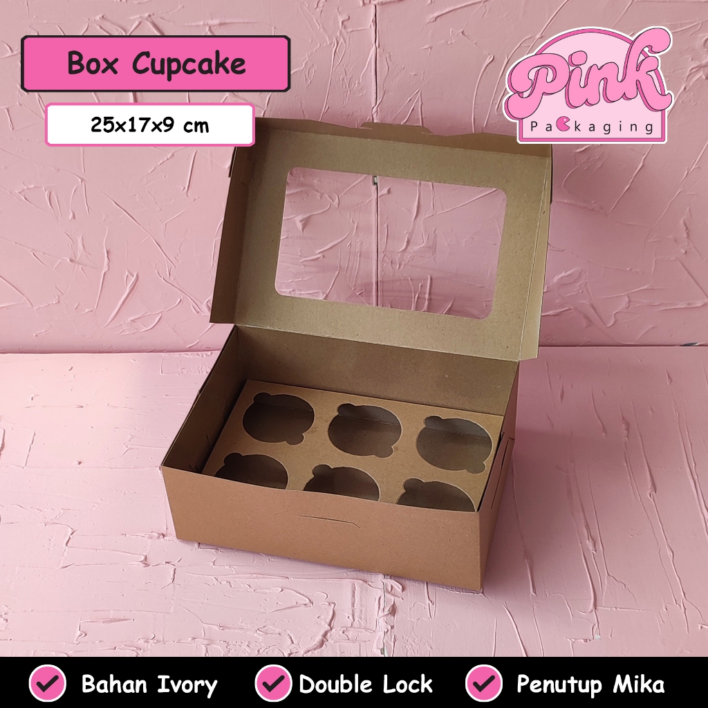 

Box KRAFT COKLAT LAMINASI Cupcake Puding Isi 6 Window Bahan Tebal Murah