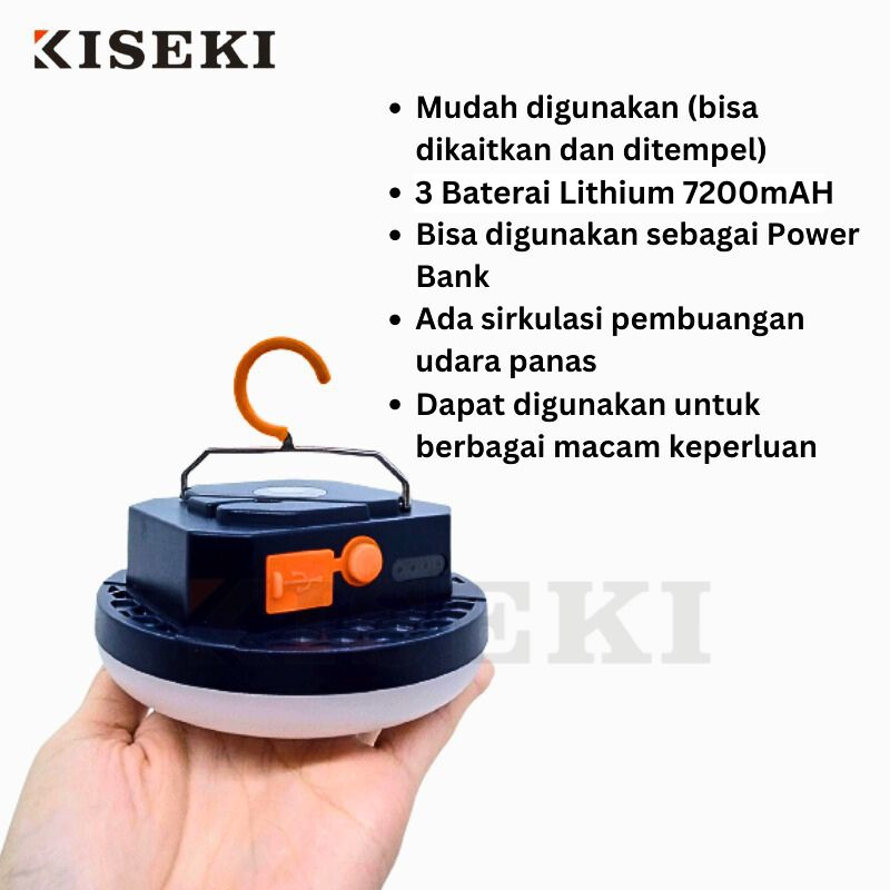 Kiseki Lampu Camping LED CK-K03 7200mAH Kapasitas Baterai 60*0,5W LED Module Dapat Digunakan Sebagai