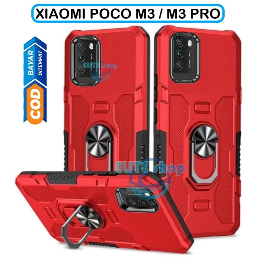 Case Untuk XIAOMI POCO M3 / POCO M3 PRO Casing Hard Case Ring Armor Robot Case Kickstand Hybrid/Hit 