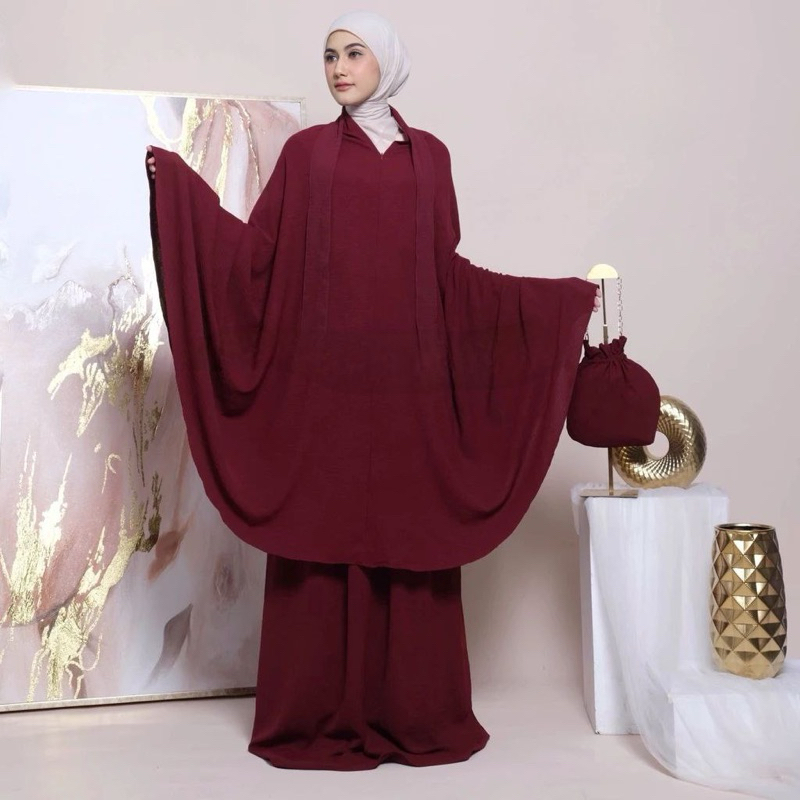 VIRAL MUKENA TERBARU CRINKLE AIRFLOW LESTI 3IN1 Mukenah Resleting Depan Free Tas Mukena Traveling Mu