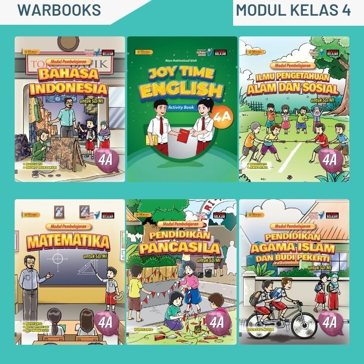 Buku Modul Kurmer Kelas 4A Indonesia, Inggris, IPAS, MTK, Pancasila, PAI, Thursina Mediana Utama