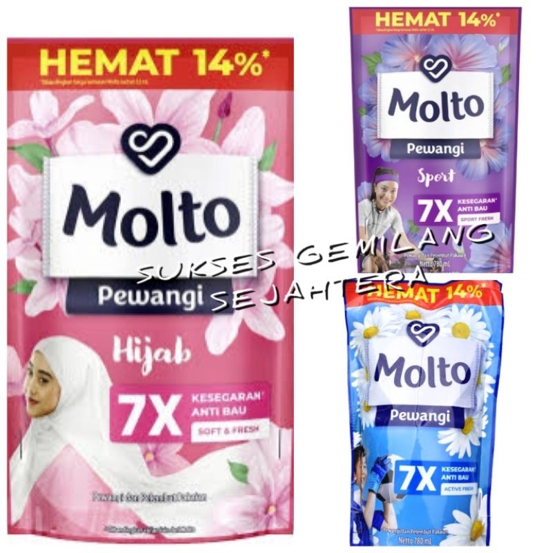 Molto Pewangi Floral Bliss 780ml / Molto Pewangi Hijab 780ml / Molto Pewangi Sport 780ml