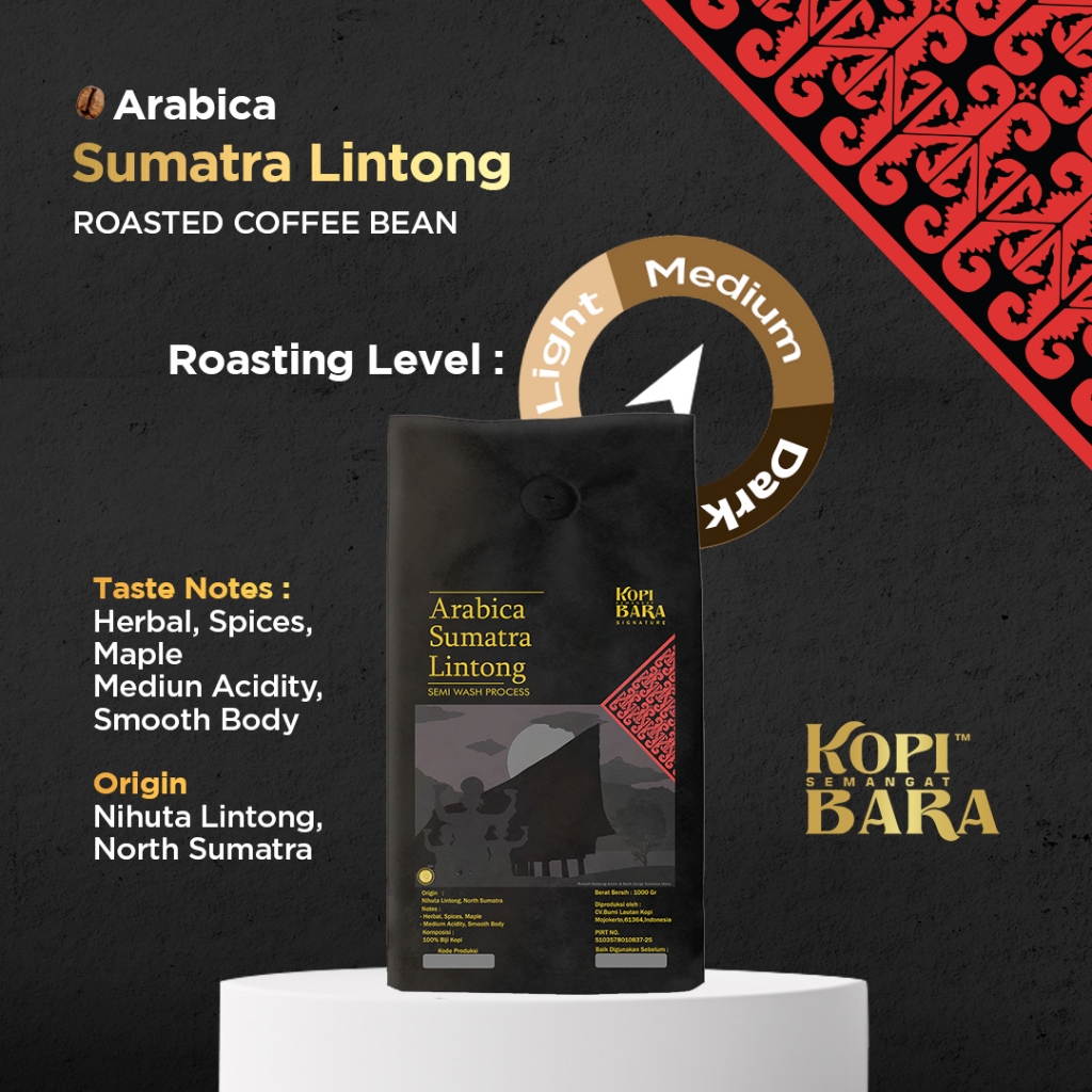 

Arabica Sumatra Lintong 200gr - Roasted Coffee Bean - Kopi Bara Signature