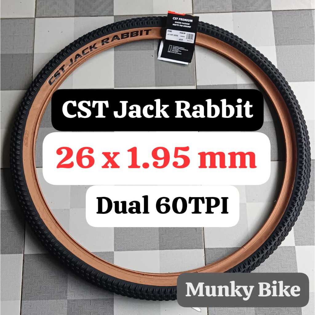 Ban Luar CST Jack Rabbit 26 x 1.95 Tanwall Skinwall Coklat Premium Non Foldable Sepeda 1.95mm