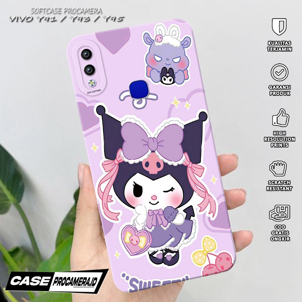 Case compatible for VIVO Y91 Y93 Y95 Casing Procamera VIVO Terbaru 2025 { Case KUROMI} Silikon Hp  -