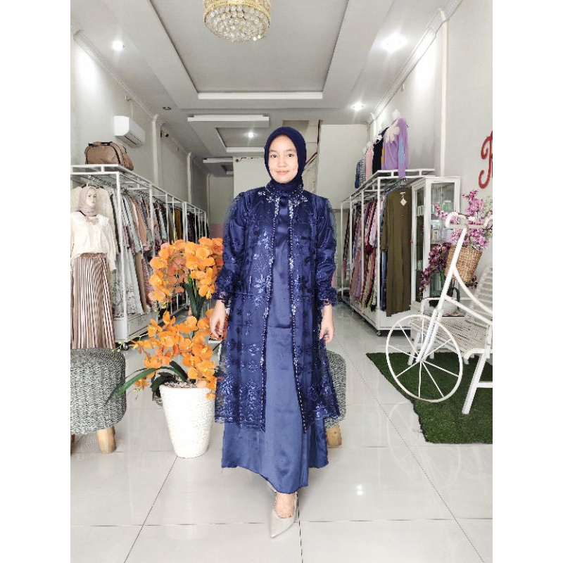 gamis brukat outer navy