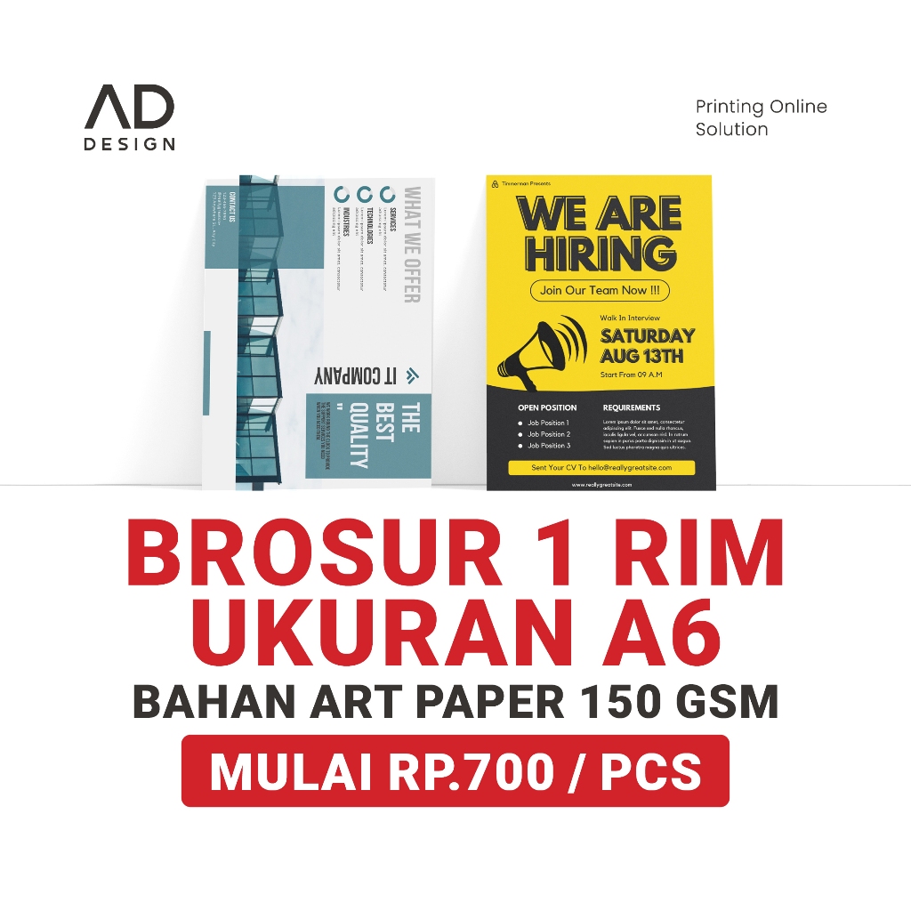 

CETAK BROSUR, FLYER CUSTOM UKURAN A6, 1 RIM FULL WARNA