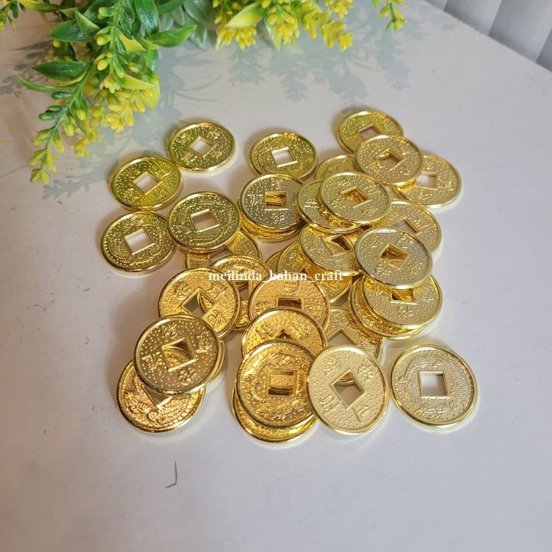 (100 pcs) COIN EMAS LUBANG TENGAH / REPLIKA KOIN SEMBAHYANG IMLEK AKSESORIS 23 MM kode C11 - 10 Pric