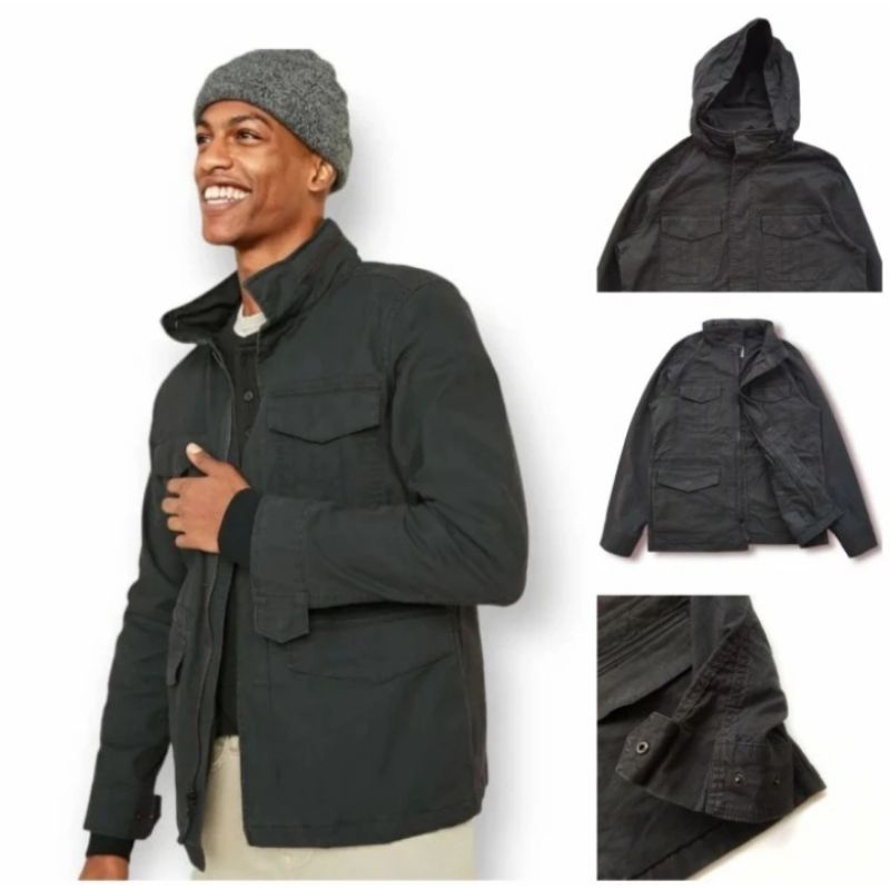 JAKET PRIA ODN HIDDEN HOOD MILITARY PARKA JACKET DARK GREY