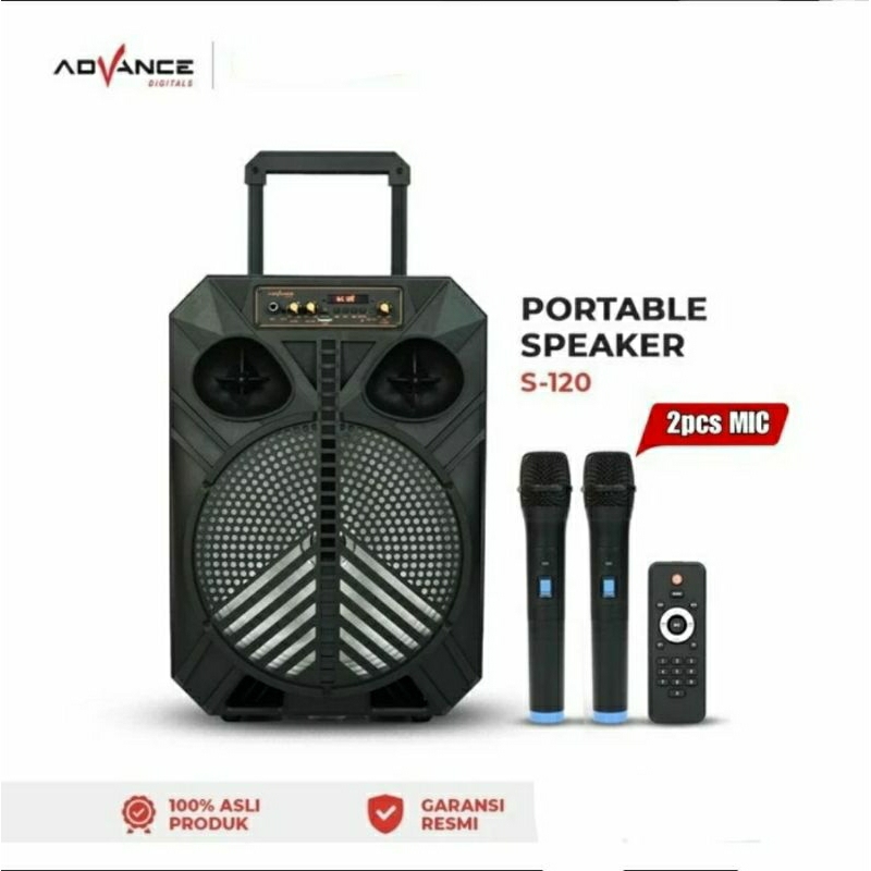 Advance S-120 Speaker Portable Bluetooth Music Karaoke 12" Garansi Resmi SNI