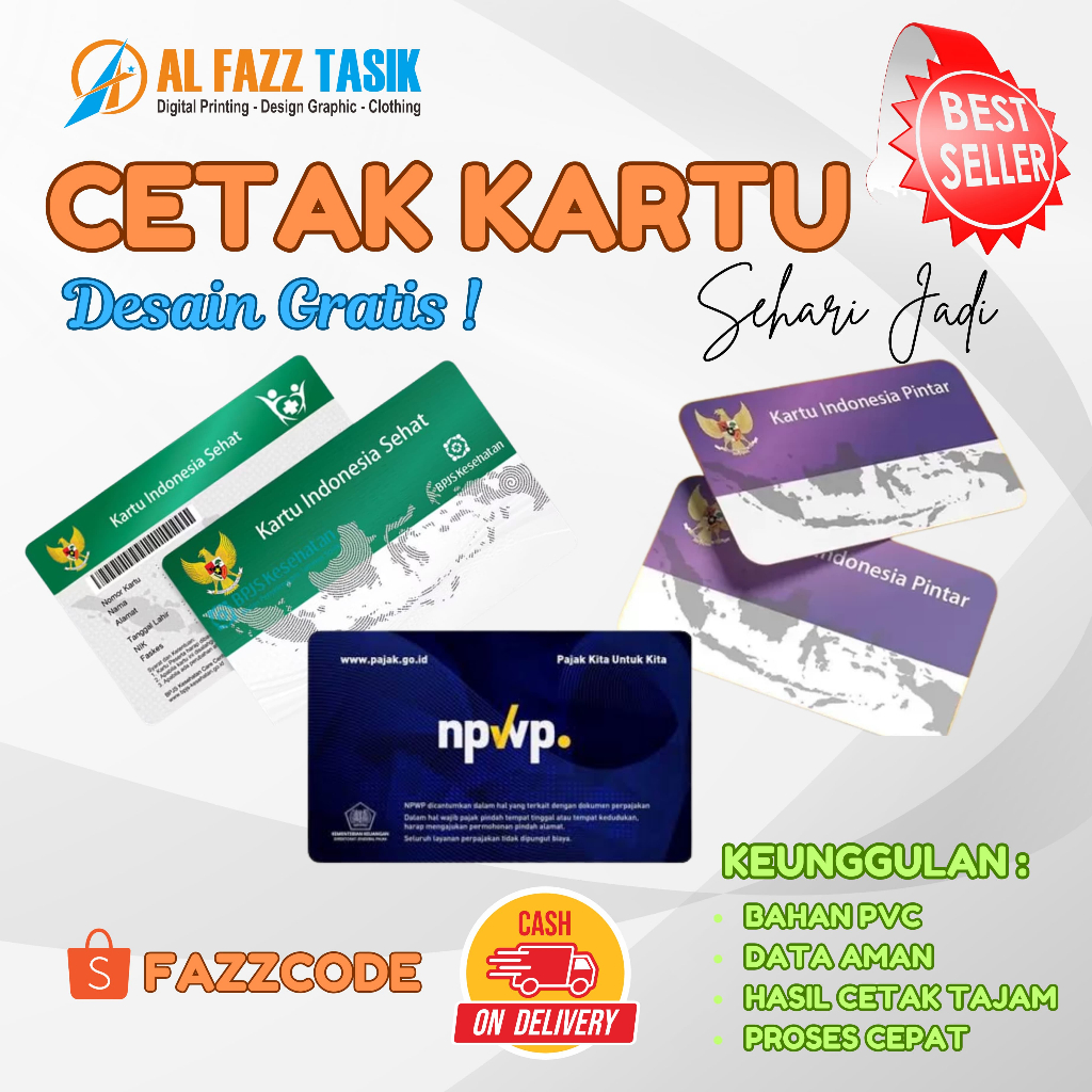 

CETAK KARTU BPJS/NPWP/KIP/PELAJAR PVC TEBAL CEPAT