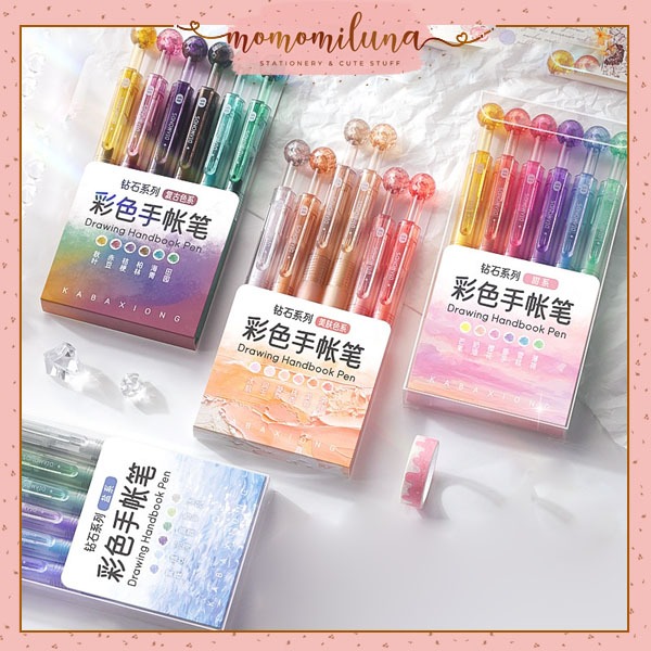 

1 set isi 6 pcs colored diamond drawing pen pulpen warna warni cantik aesthetic HB1848