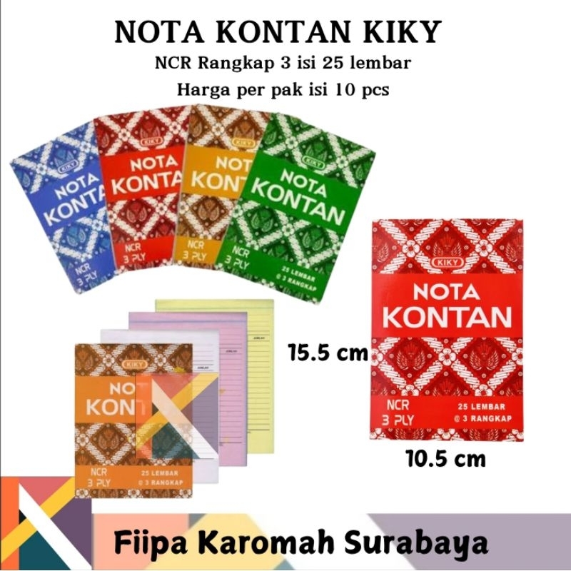 

Nota Kontan Kiky NCR Rangkap 3 ply 25 lembar 1 pak isi 10 buku