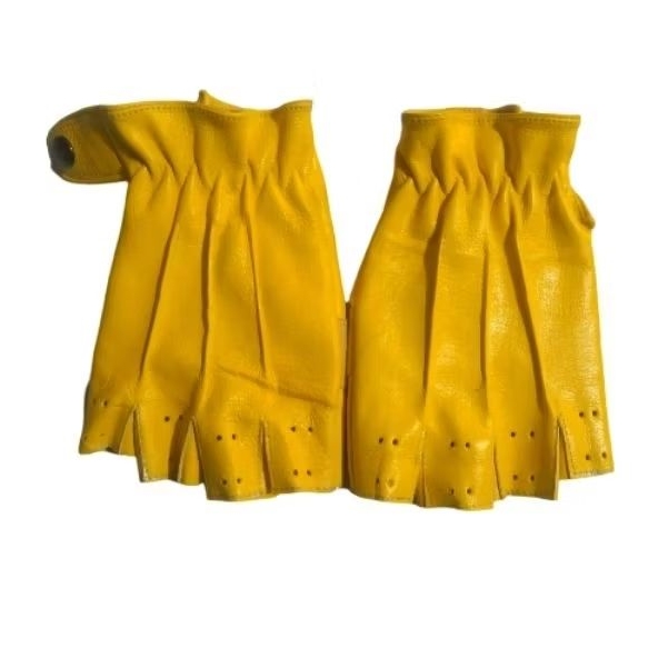 Sarung tangan motor kulit kuning pendek || Gloves kulit motor