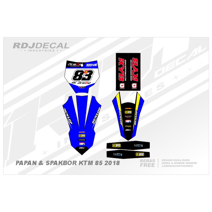 DECAL STICKER PAPAN KTM 85 2018 (009) DEKAL STIKER SPAKBOR DEPAN BELAKANG, ARM & COVER SHOCK NEW 201