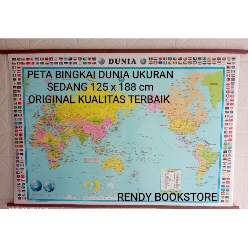 

PETA DUNIA BINGKAI UKURAN SEDANG 125 x 188 CM