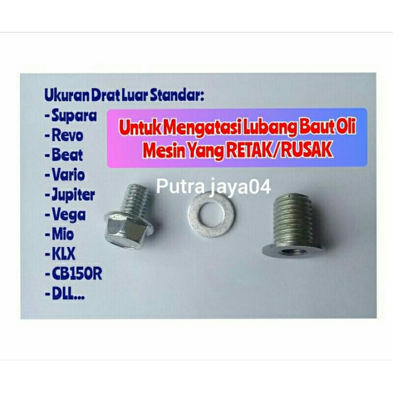 Sok Drat Baut Oli Mesin Drat Luar Standar Bawaan Motor dan Mobil
