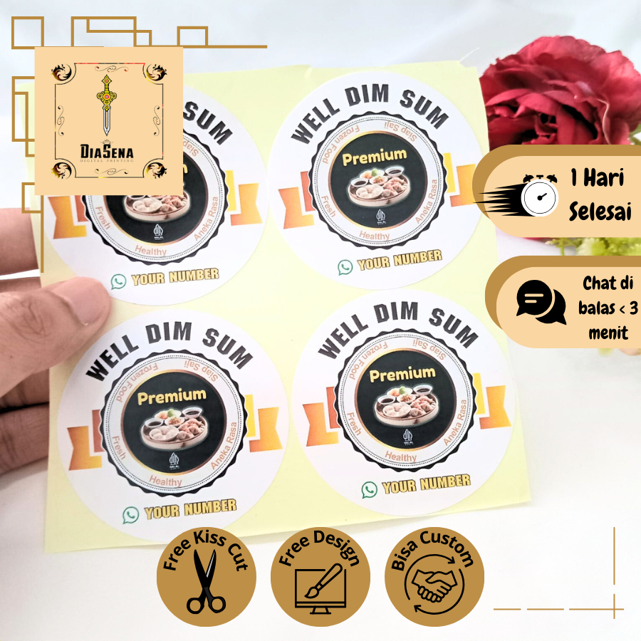 

Sanrida Stiker Dimsum Bentuk Bulat Murah Sticker Free Desain Dim Sum Custom Nama Brand Uk.Kecil 2-4