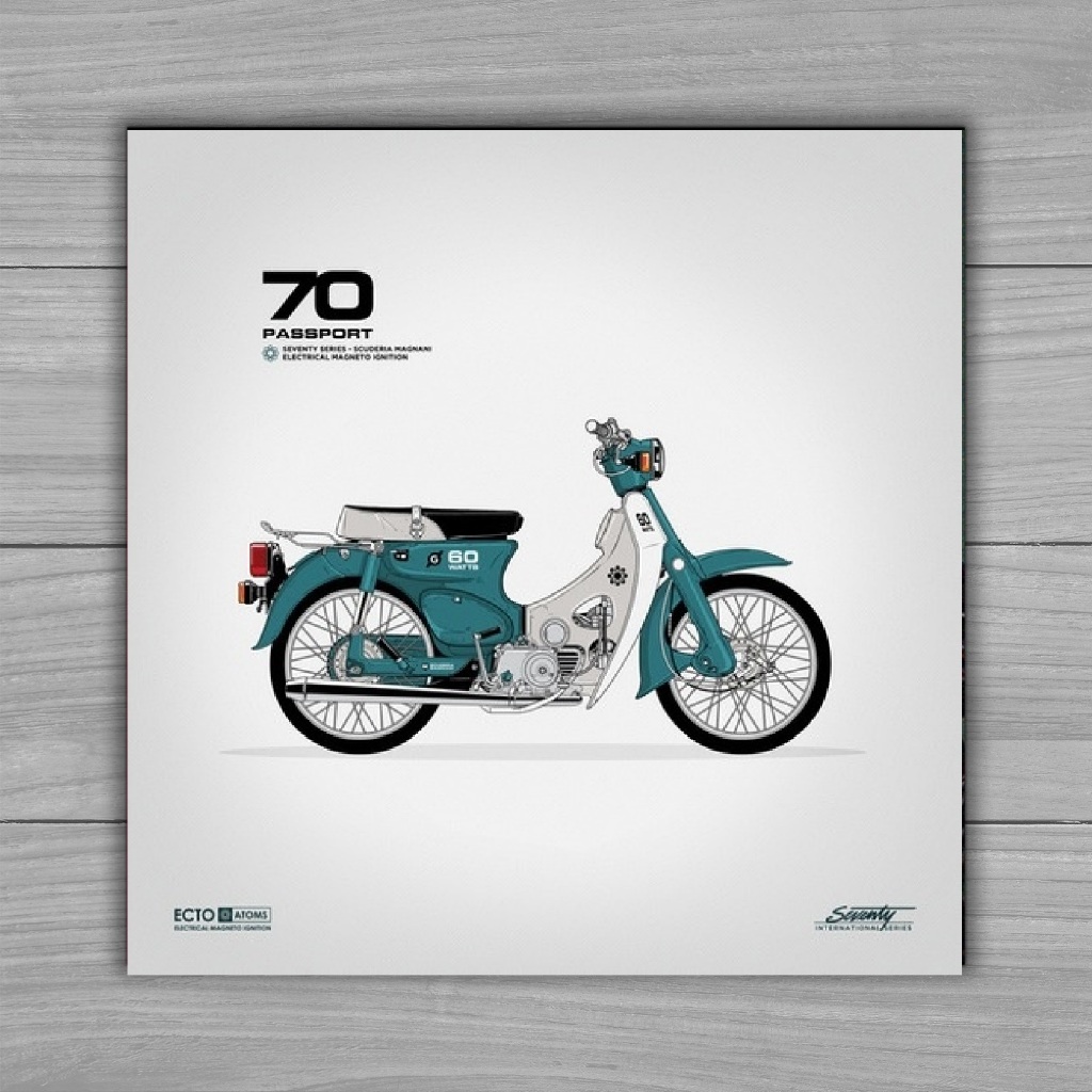 POSTER KAYU HIASAN DINDING MOTOR HONDA 70