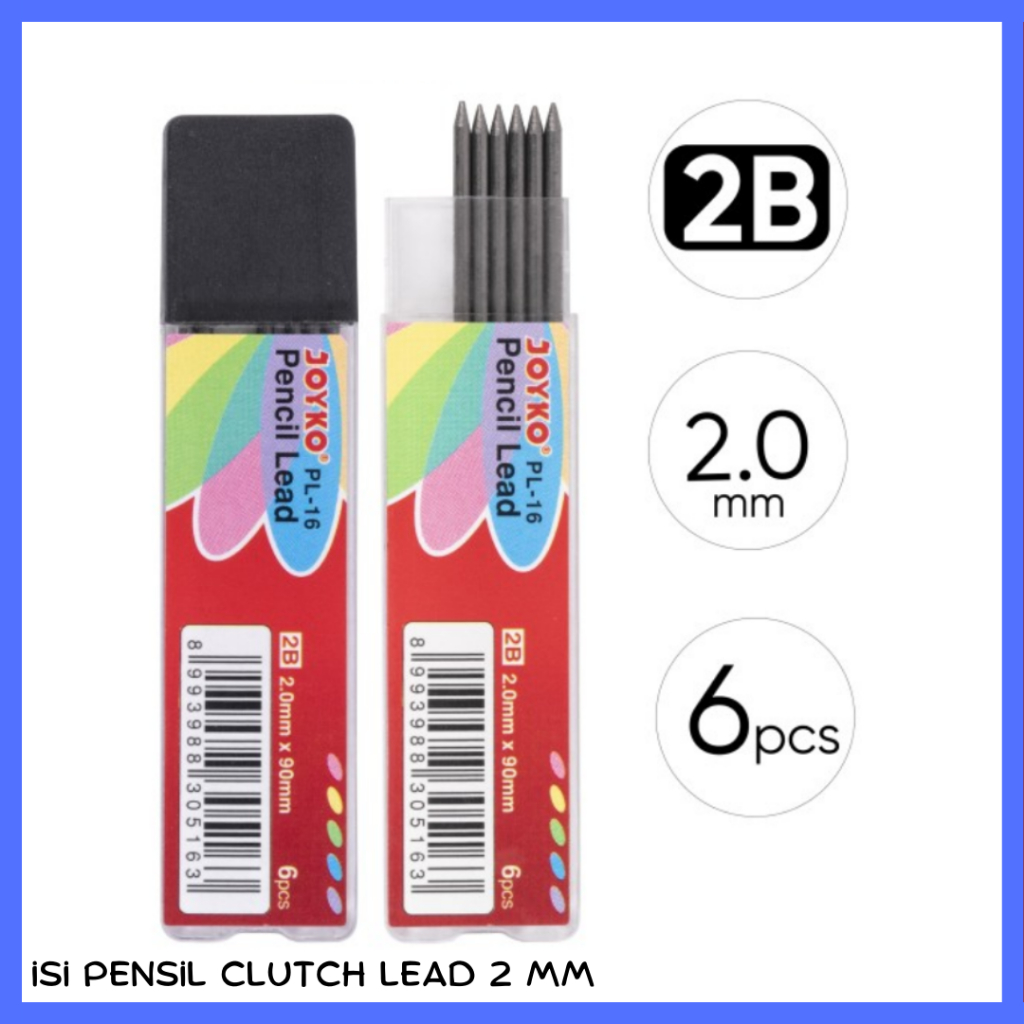 

Isi pensil clutch mekanik 2 mn 2B Joyko Mechanical Pencil 2.0 mm refill lead