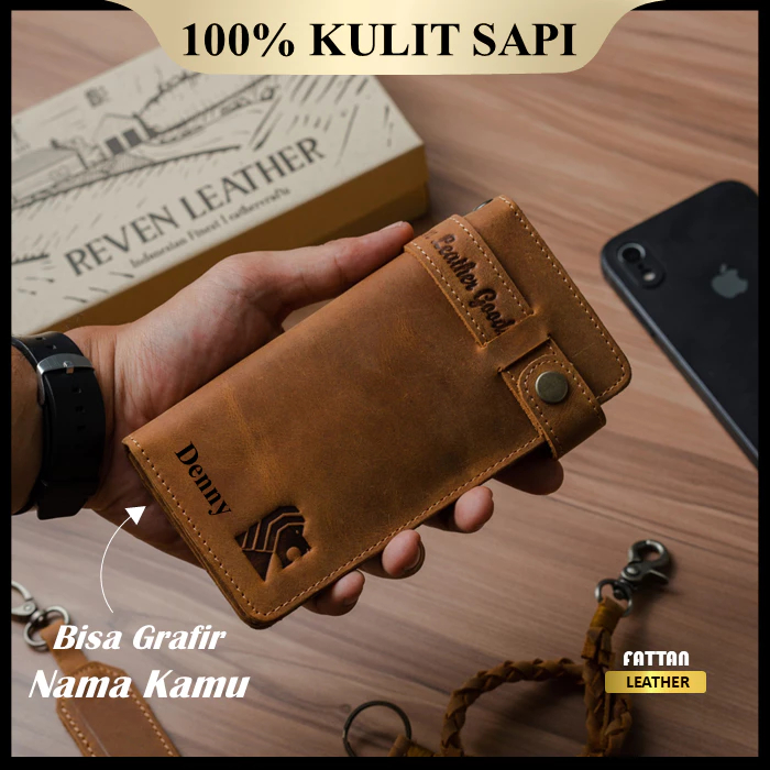 Dompet Pria Kulit Asli Original Branded 100% Premium Leather Wallet - Dompet Panjang VNTG