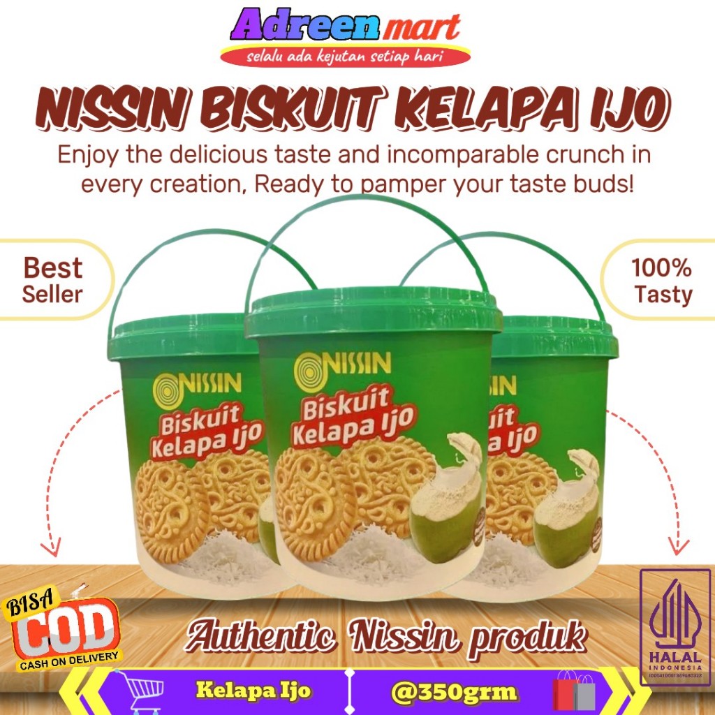 

Nissin biskuit kelapa ijo & soklat choco sandwich 350gr toples Lebaran