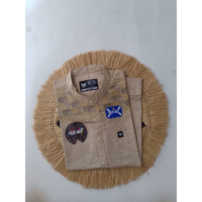 Coklat Susu (𝐓𝐄𝐑𝐁𝐀𝐑𝐔) Baju Kemko Koko Baju Taqwa Muslim Kemeja Sanghai Lengan Pendek Pria Dewasa